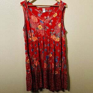 Bila Red‎ Floral Dress Baby Doll Cottagecore Size L/XL
